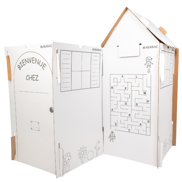 Cabane modulable Mabarac en carton avec un toit